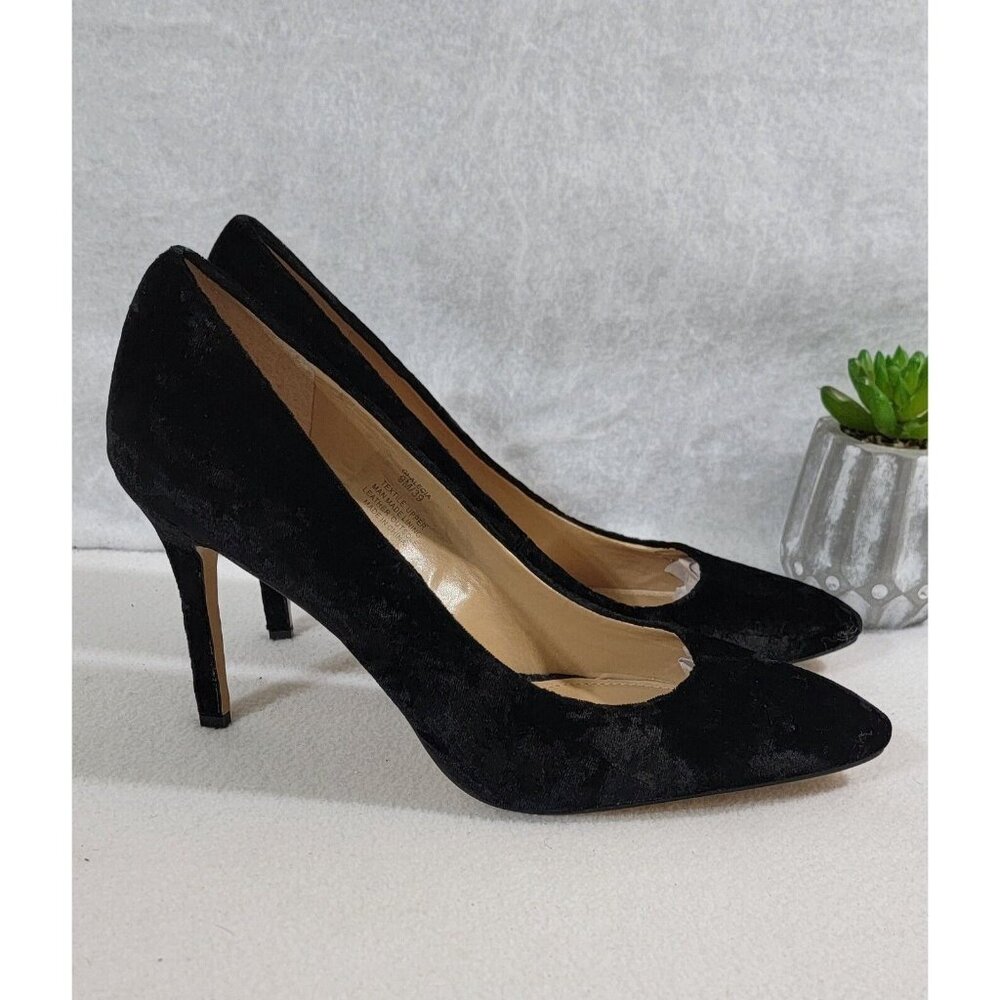 GILI Womens Black Velvet Alecia‎ Pumps Shoes High Heels Pointed Toe Size 9M - Picture 3 of 13